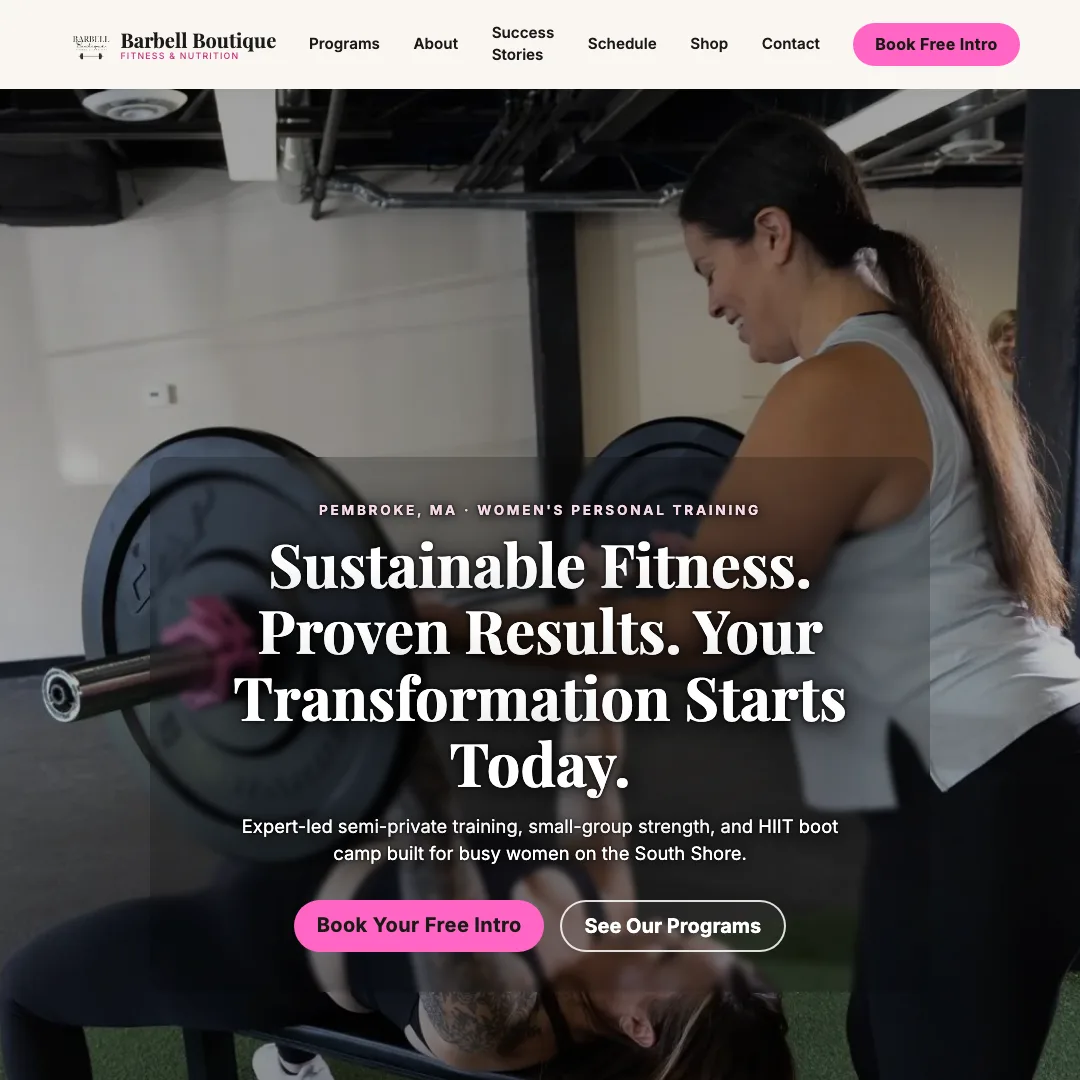 Barbell Boutique Fitness & Nutrition — new site by Wicked Fast Web