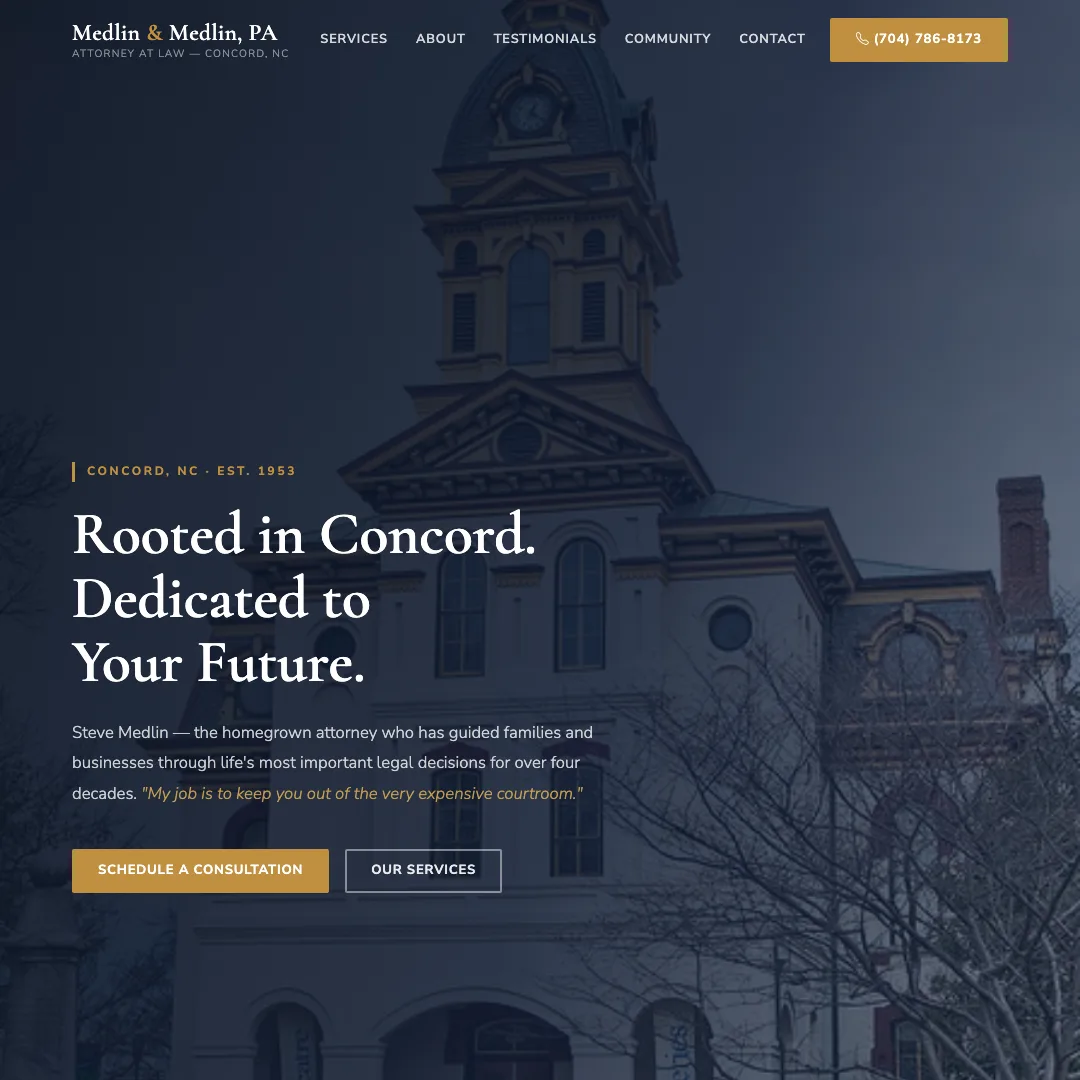 Medlin & Medlin, PA — new site by Wicked Fast Web