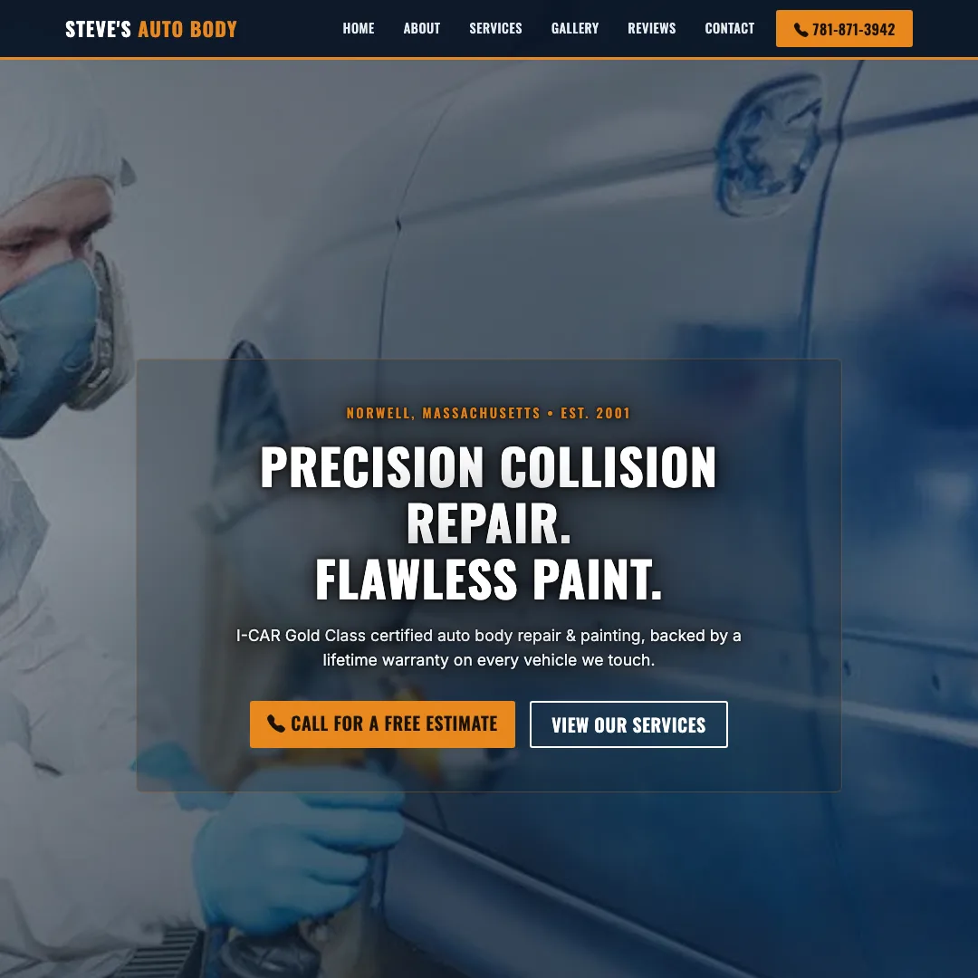 Steve's Auto Body Inc — new site by Wicked Fast Web