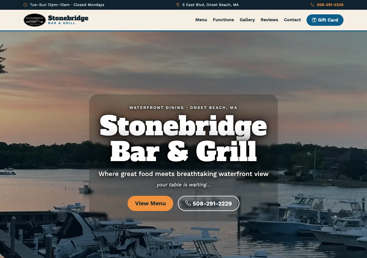 Stonebridge Bar & Grill — new site by Wicked Fast Web