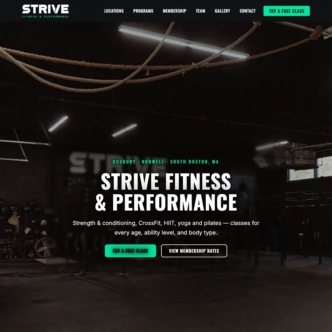 STRIVE Fitness & Performance — new site by Wicked Fast Web