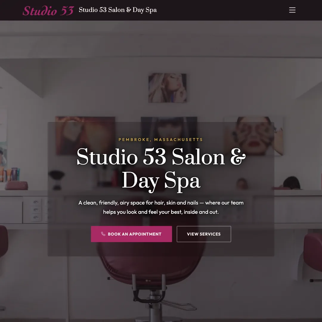 Studio 53 Salon & Day Spa — new site by Wicked Fast Web