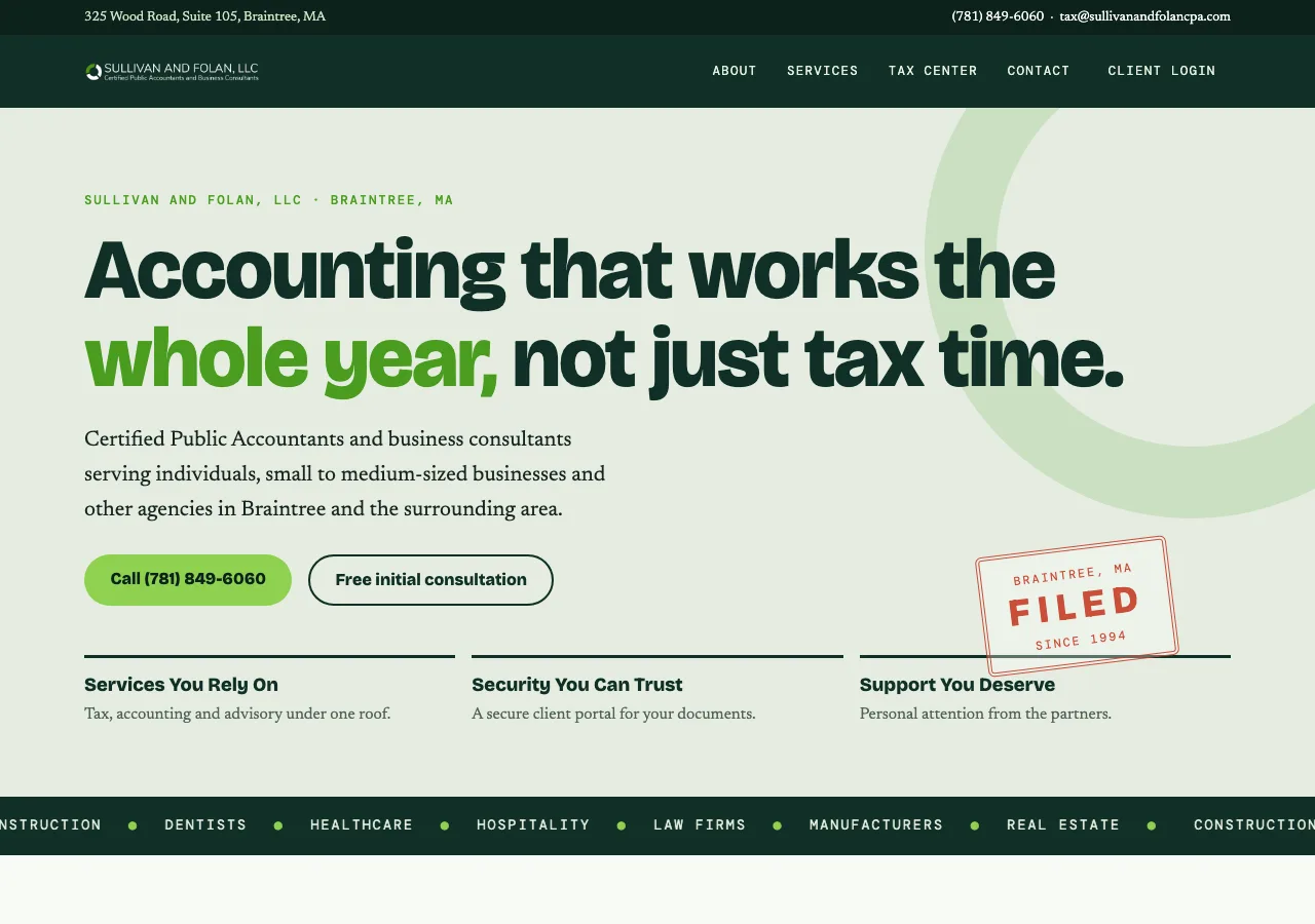Sullivan and Folan, LLC — new site by Wicked Fast Web