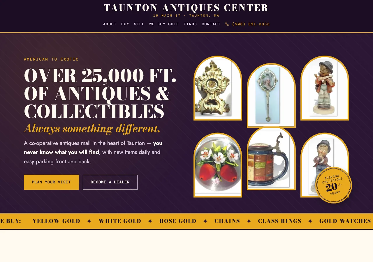 Taunton Antiques Center — new site by Wicked Fast Web