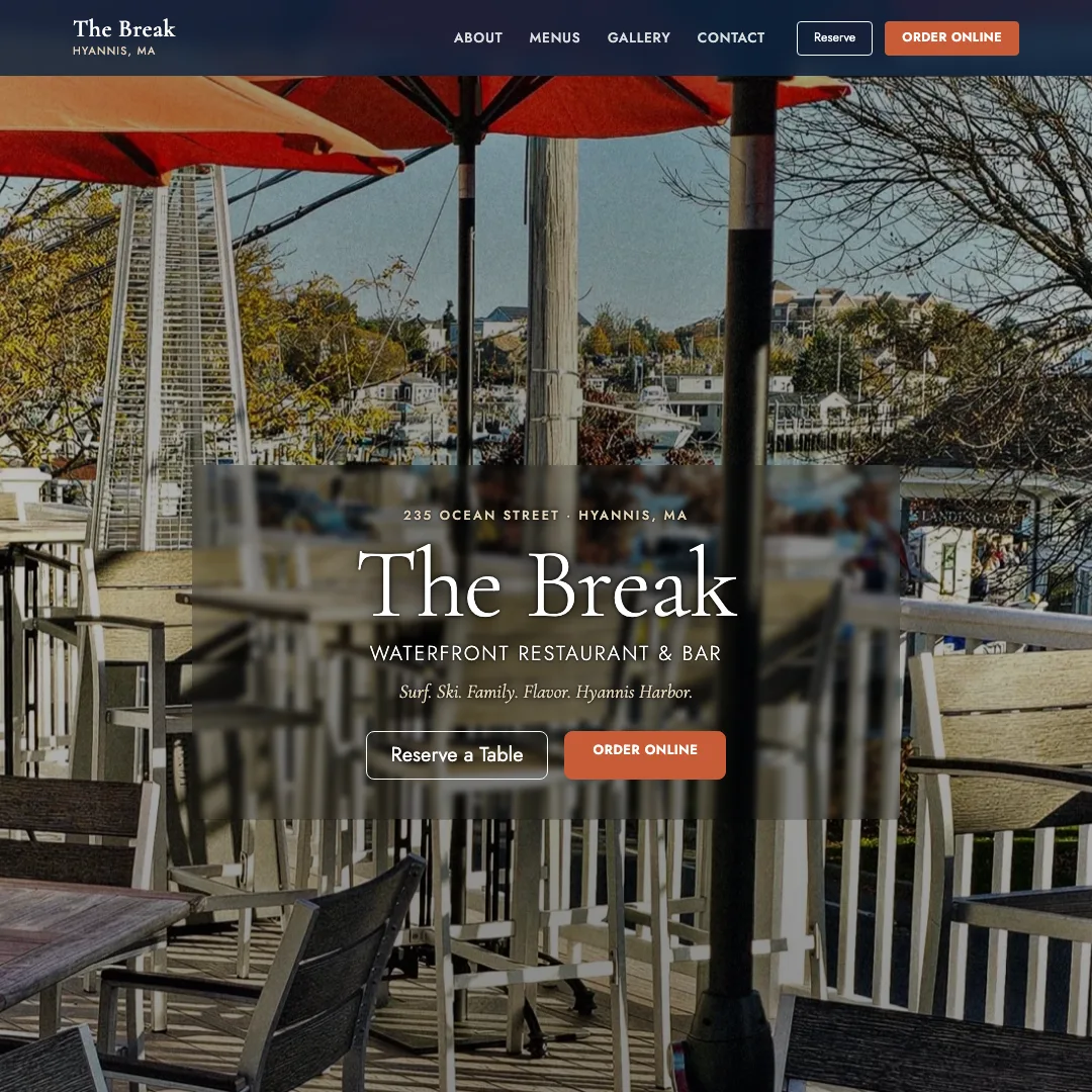 The Break Hyannis — new site by Wicked Fast Web