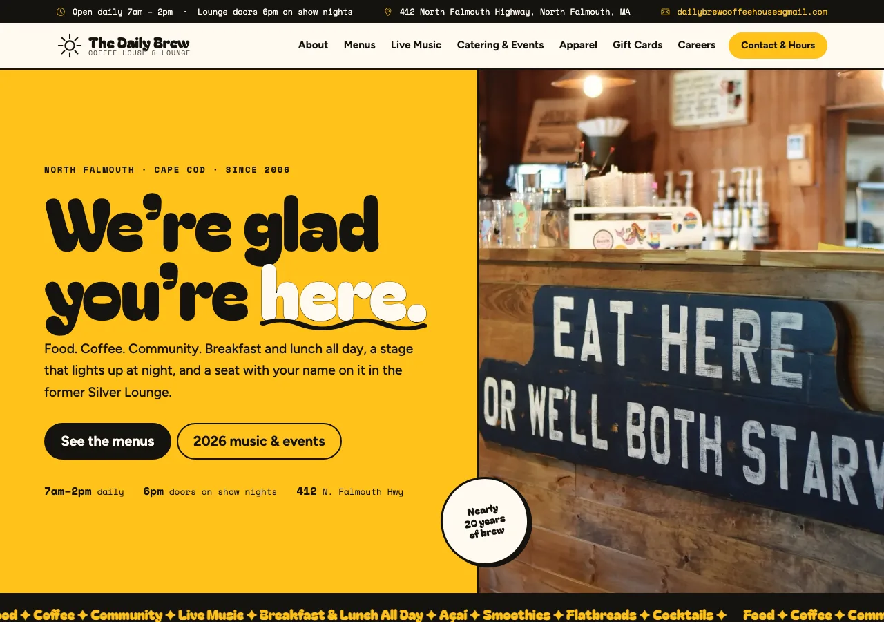 The Daily Brew Coffee House & Lounge — new site by Wicked Fast Web
