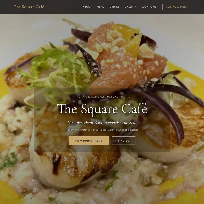 The Square Café — new site by Wicked Fast Web