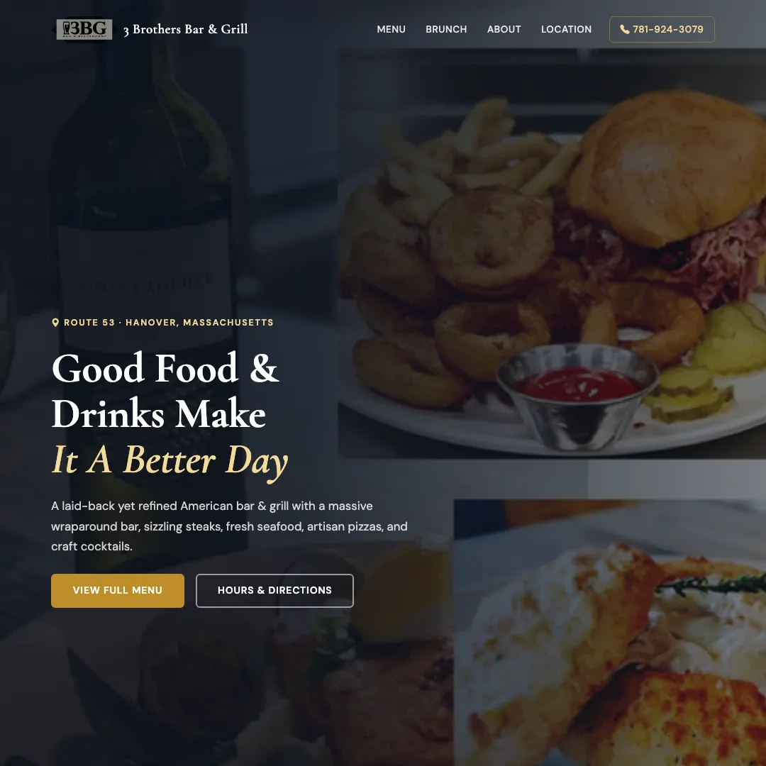 3 Brothers Bar & Grill — new site by Wicked Fast Web
