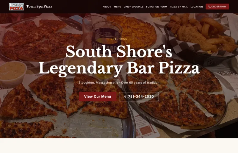 Town Spa Pizza — new site by Wicked Fast Web