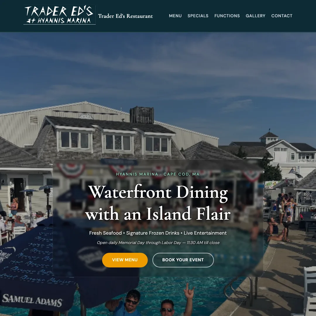 Trader Ed's Restaurant — new site by Wicked Fast Web