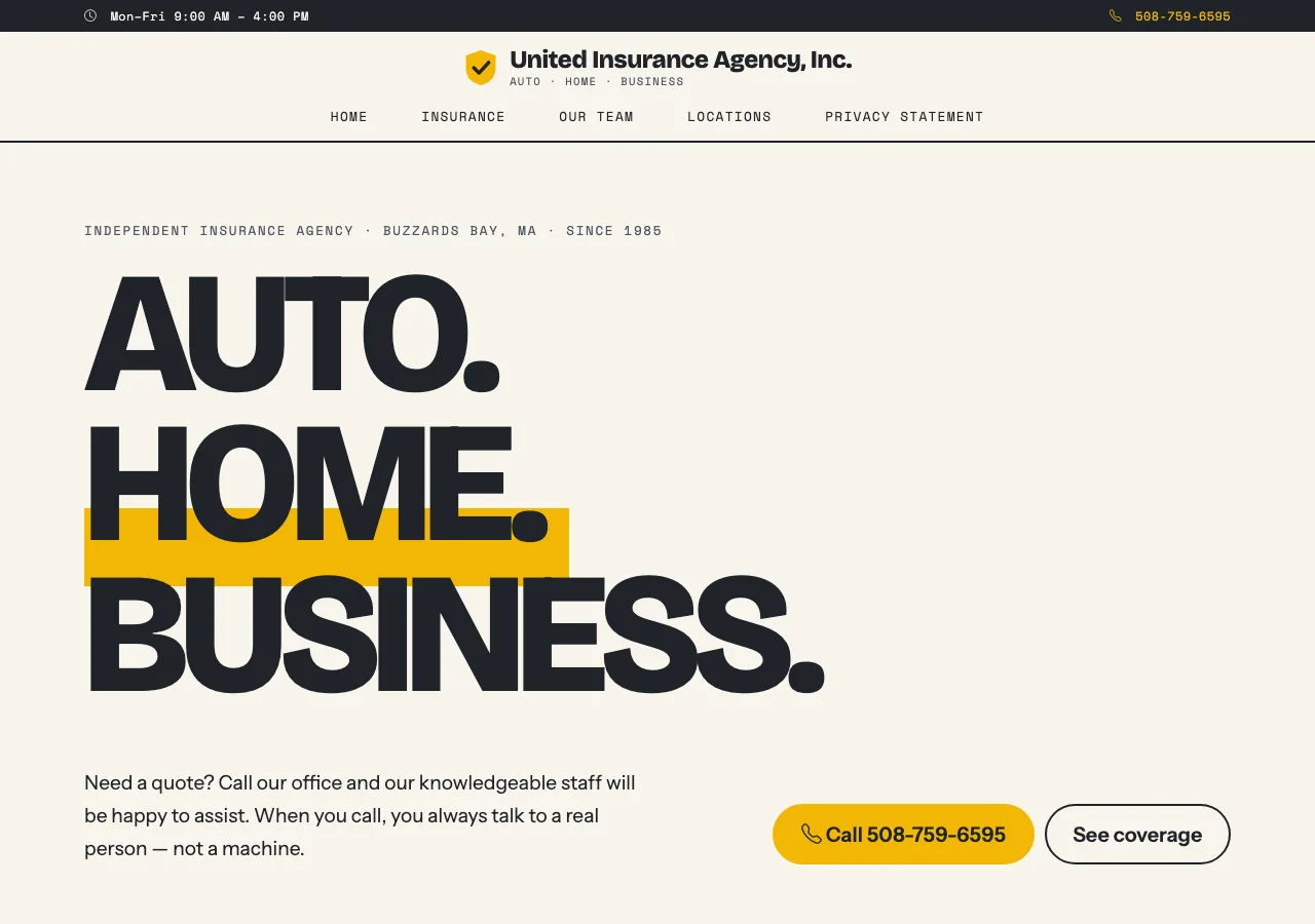 United Insurance Agency, Inc. — new site by Wicked Fast Web