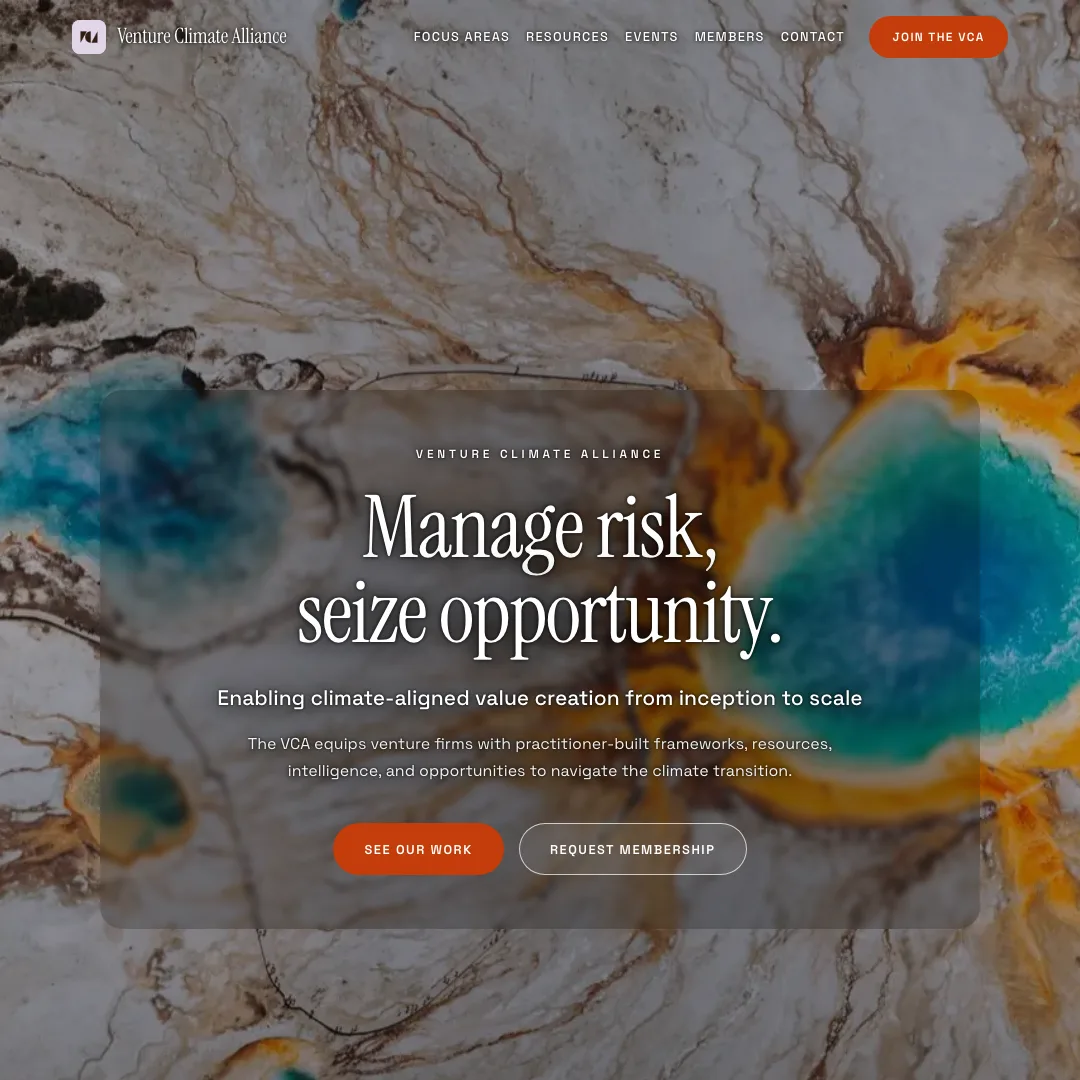 Venture Climate Alliance — new site by Wicked Fast Web
