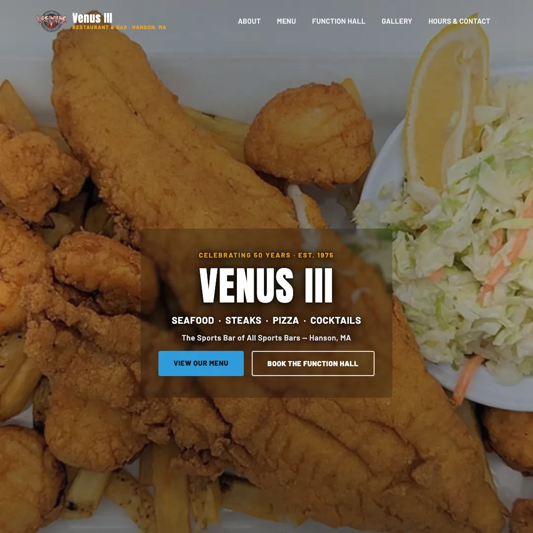Venus III Restaurant & Bar — new site by Wicked Fast Web