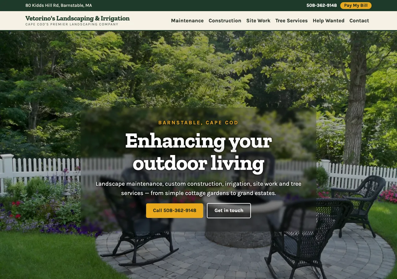 Vetorino's Landscaping & Irrigation, LLC — new site by Wicked Fast Web