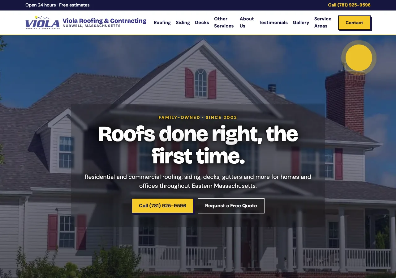 Viola Roofing & Contracting — new site by Wicked Fast Web