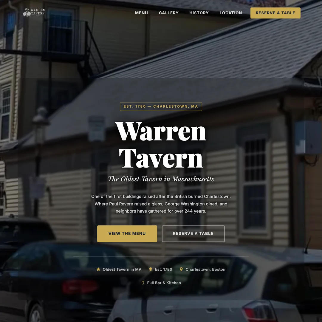 Warren Tavern — new site by Wicked Fast Web