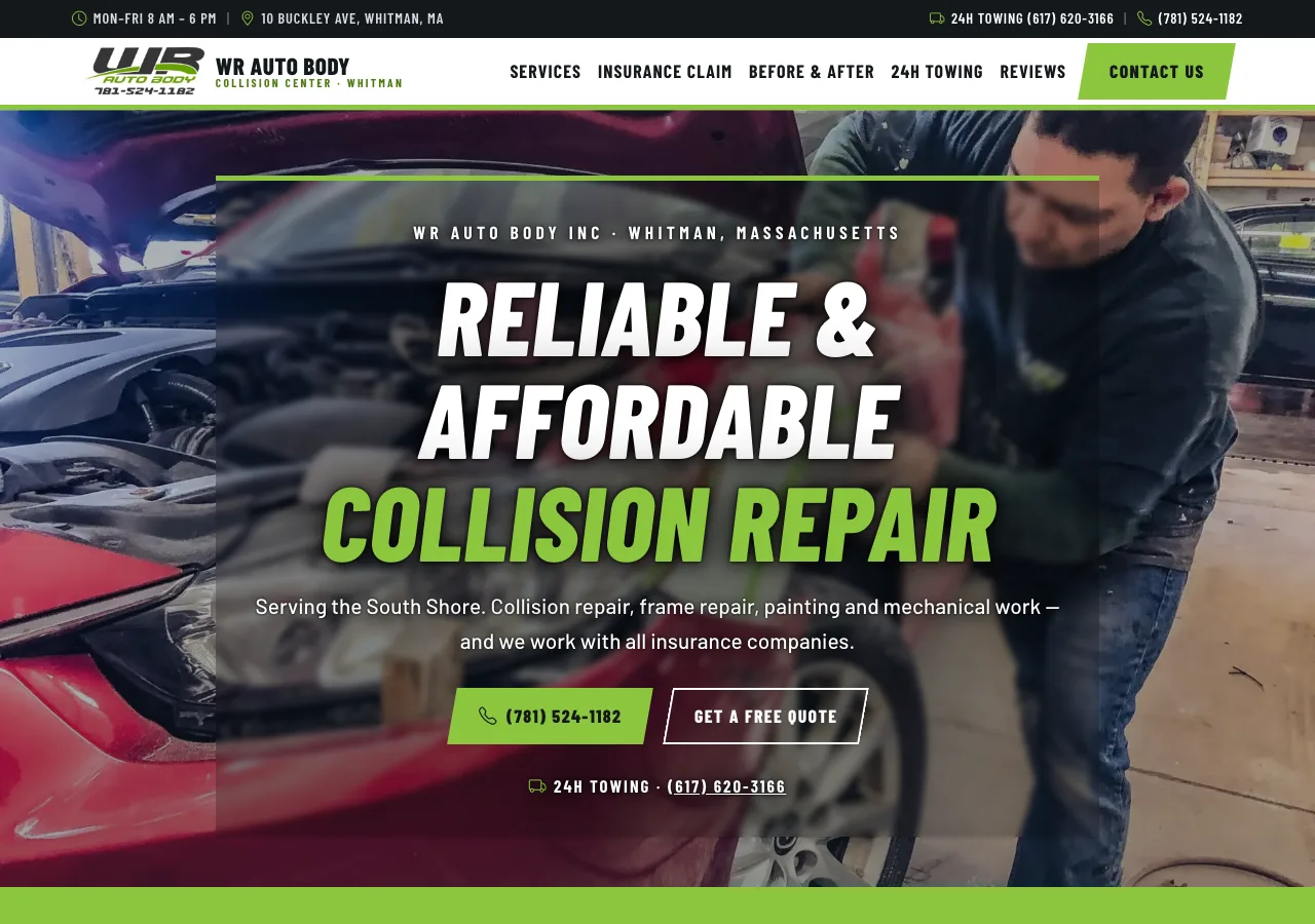 WR Auto Body — new site by Wicked Fast Web