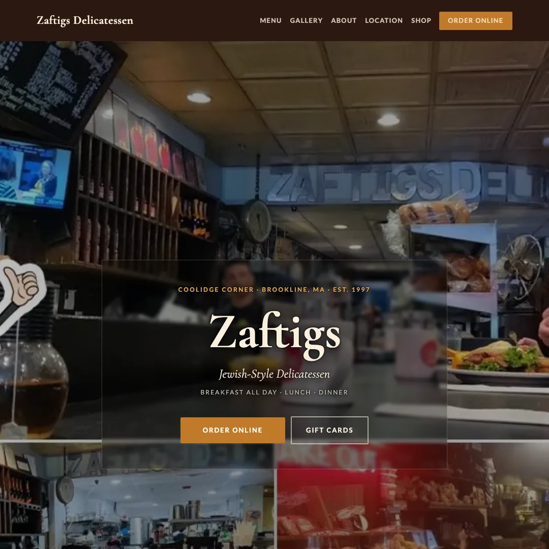 Zaftigs Delicatessen — new site by Wicked Fast Web