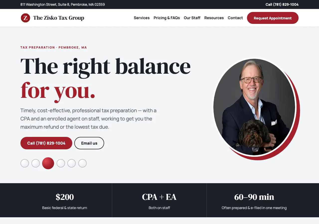 The Zisko Tax Group — new site by Wicked Fast Web